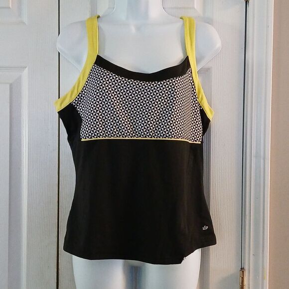 Bolle high performance black yellow white athletic tennis tank top Sz L - Picture 1 of 5